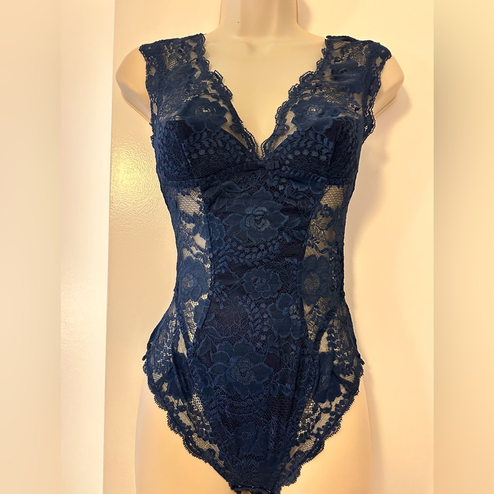 NWT La Perla Navy Blue Lace Bodysuit - Picture 2 of 10